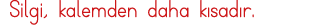 Silgi, kalemden daha kısadır 