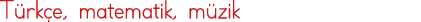 Türkçe, matematik, müzik